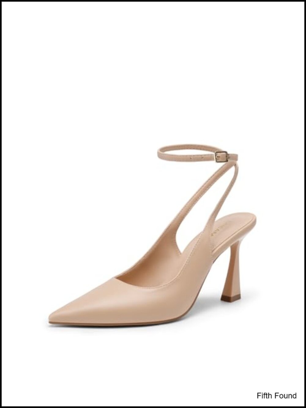 Women's Slingback Pumps Pointed Toe Faux Leather Buckle Ankle Strap Heels